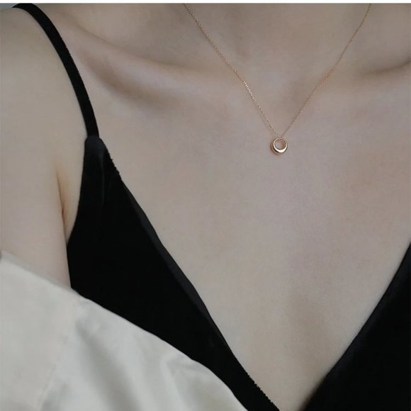 NEW Yellow Gold Round Pendant Chain Necklace - Picture 9 of 11